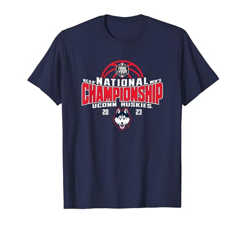 Elite Authentics 2023 Connecticut Huskies NCAA Basketball Championship Blue T-Shirt – Classic Fit, Short Sleeve