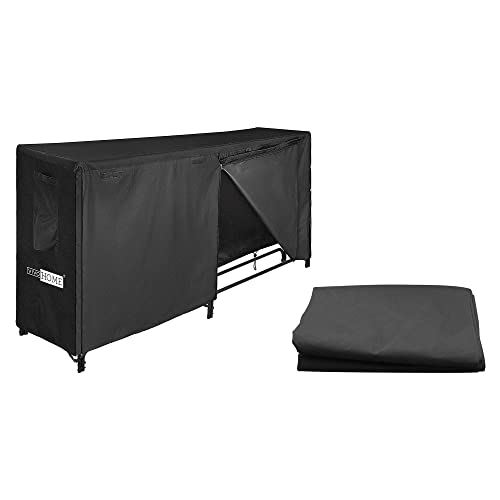 VIVOHOME 8ft Heavy Duty Indoor Outdoor Firewood Storage Log Rack with 2 Covers Combo Set Black