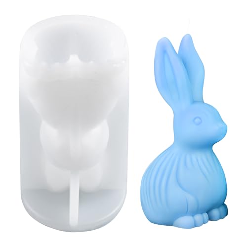 WANDIC Moldes de Pascua, moldes de silicona, moldes de conejo 3D, moldes de resina para hacer jabón, moldes de velas para decoración del hogar y celebración de festivales