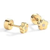 Kokoma Pendientes de tuerca para cartílago de 20 g para mujer, circonita cúbica, margarita, parte trasera plana, aretes de caracola, tragus, joyería delicada, 20g, Acero inoxidable, Sin piedra