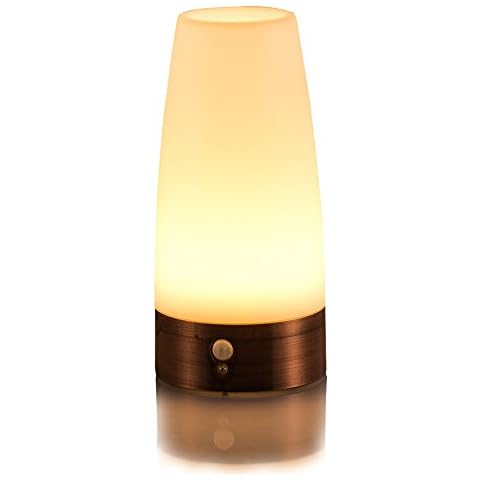 ZEEFO Retro LED Night Light Wireless PIR Motion Sensor Light,Activated Step lighting Lamps,Indoor/Outdoor Battery-Operated Light-Sensitive Portable Moving Table Lamp for Kids Room,Hallway(Round Shape) Cover