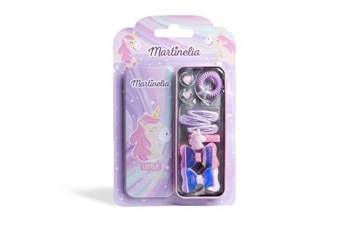 Martinelia Plumier - Accessorio per capelli da ragazza, unicorno, accessorio per acconciatura per bambini, in scatola di immagazzinaggio, scatola per capelli, fermagli per capelli ed elastici