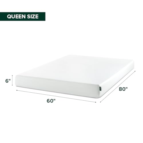 Image of Zinus 6 Inch Queen Green Tea Memory Foam Mattress, Medium Firm Feel | Pressure-Relieving Comfort & Full-Body Support, Naturally Fresh, CertiPUR-US & OEKO-TEX Certified Safe Materials