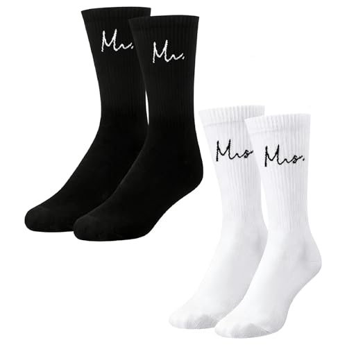 GroomBrideGifts Mr and Mrs Gifts Socks Wedding Socks for Bride and Groom Hubby&Wifey Engagement Gift Couples Honeymoon Outfit