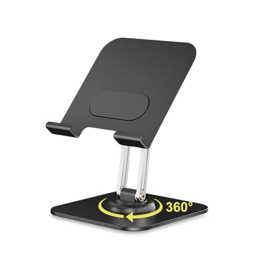 flintronic Stojak na tablet uchwyt na telefon z obrotową podstawą o 360 stopni, składany obrotowy stojak na biurko ze stopu aluminium do telefonu/tabletu i innych urządzeń od 4,5 cala do 13"