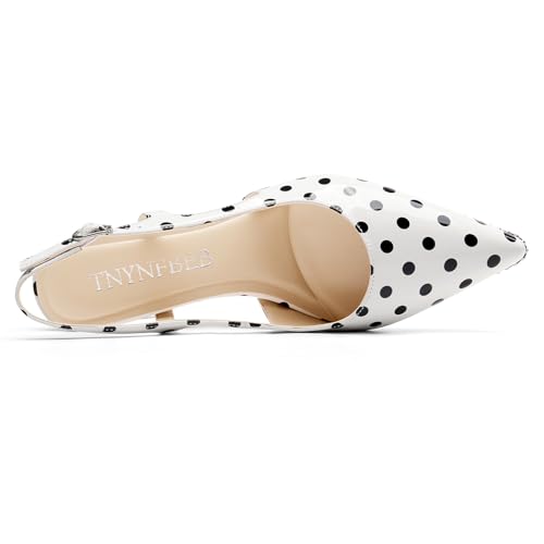Image of TNYNFBEB Womens Kitten Heel Pointed Toe Pumps Sliver Beaded Slingback Slip-on Buckle Prom Dress Basic Classic Patent Leather Summer 2.6 Inches Heels