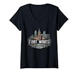 Photo Gallery donna retro fort worth paesaggio vintage souvenir maglietta con collo a v Photo Gallery donna retro fort worth paesaggio vintage souvenir maglietta con collo a v