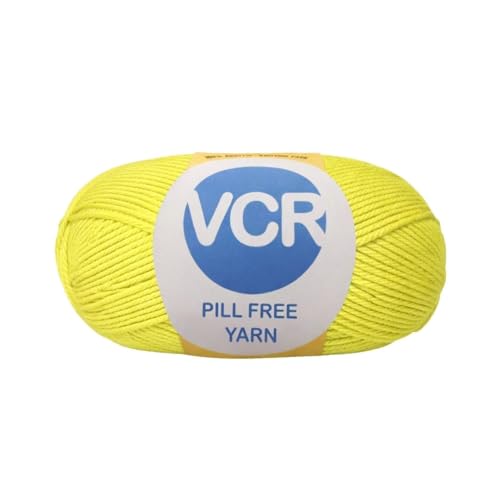Image of VCR Lime Yellow Yarn, Pill-Free Soft Knitting Yarn, 100 Grams Hank, 263 Meters Length, Low-Pill Acrylic Yarn, Soft Crosia Threads, Pack of 1, Suitable for Beanies, Caps and Gloves