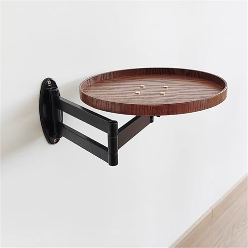 Mesa de Escritorio Redonda pequeña, Plegable, de Pared, de 30 cm, con Plegado de 180°, Ideal para Pared, Cocina, Bar y Sala de Estar (marrón)