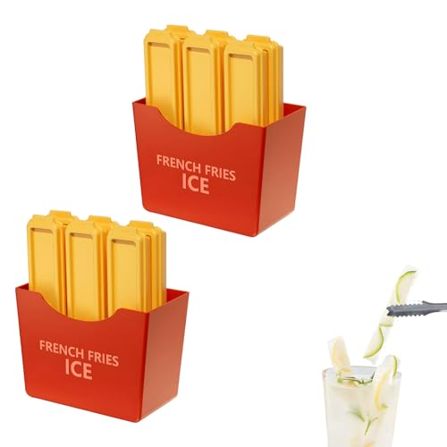 Image of French Fry-Shaped Silicone Ice Stick Mold, Creative French Fry Ice Cube Mold, Narrow Ice Cube Maker with Easy Push and Pop Out Material,Contains 6 Individual Ice Cube Molds (2 Pcs)