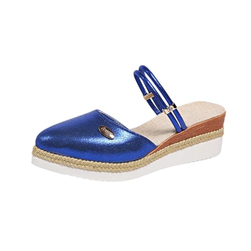 Sandales pour femme talon compensé bleu marine bout fermé 39.5