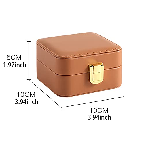 Yihao Small Jewelry Box, Women Travel Case Organizer Boxes Bulk Storage Holder, Portable Mini Jewelry Box Built-In Makeup Mirror For Necklace, Bracelet, Earring, ​Ring,Brown #TOP7