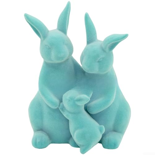 Lapin de Pâques bleu en résine floquée pour déco rustique - 2