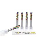 WEXWE Tools DLC Series Carbide Square End Mill, Diamond-Like Coating, End Mill for Aluminum, Copper, Magnesium Alloys, High Silicon Aluminum, Composite Materials, 3 Flute, Inche Size（1/4', 5pcs）