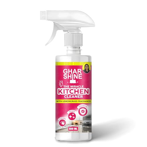 Image of GharShine Kitchen Cleaner Spray 500ML With Lemongrass Fragrance | Removes Tough Oils & Grease Stains | Best Home & Chimney Cleaner Spray | Suitable For Countertops, Stoves, Cabinets & Fans | PK Of 1