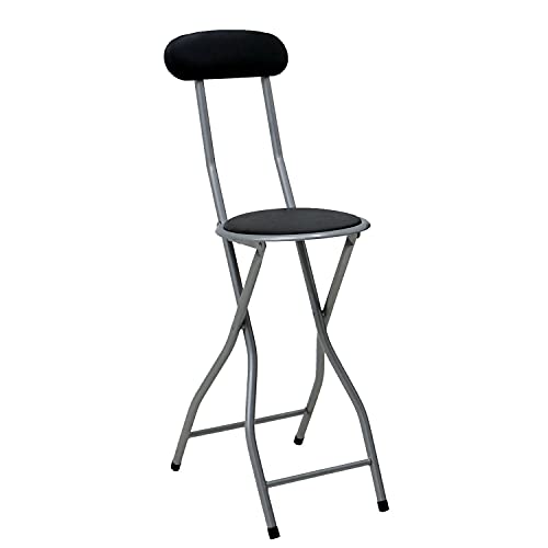 Oypla Black Padded Folding High Chair Breakfast Kitchen Bar Stool Seat