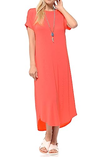 Image of iconic luxe Women's A Line Short Sleeve T Shirt Midi Dress Summer Casual