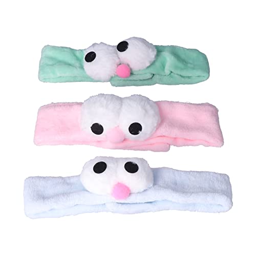 Bandeau en Peluche Bande de Cheveux Mignon Doux Joli Bandeau pour Femmes avec de Grands Yeux pour le Maquillage Douche Lavage Visage Vert Rose Bleu Cover