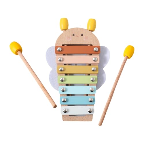 Bhuun 子供打楽器 木製 グロッケンシュピール 教育玩具 音楽知育 ポータブル 感覚刺激 運動能力開発 早期教育 誕生日ギフト 1歳2歳3歳に適用18cmx12.5cm