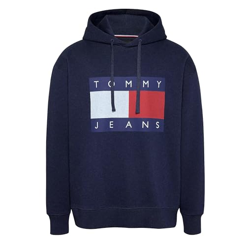 Sweat à capuche Tommy Jeans décontracté bleu marine foncé mélangé pour homme