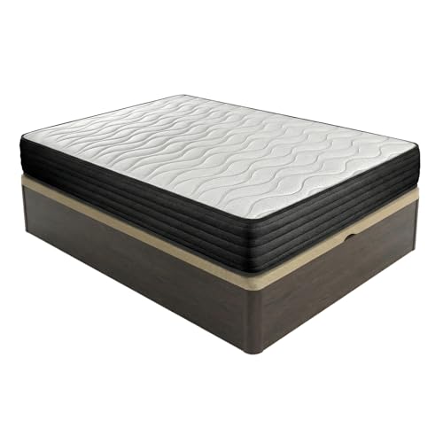 DUÉRMETE ONLINE - Pack Canapé Abatible + Colchón Viscoelástico Onyx 105x190 Wengué, 20 cm Altura, Gran Capacidad, Estructura Reforzada, Incluye Subida a Domicilio