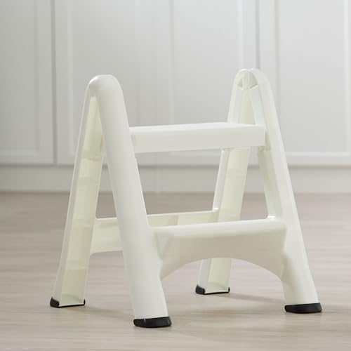 Rubbermaid Two-Step Folding Foot Stool 14-Inch High White 300 Pound Capacity Small Step Stool for Adults/Kids for Use in Library/Kitchen/Bathroom/Garage/Closet by Rubbermaid - Image 7