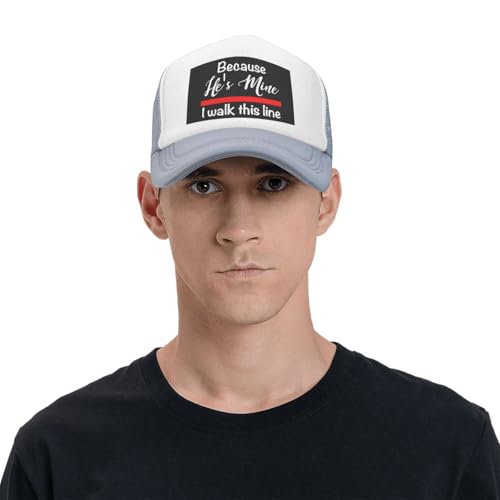 Because He's Mine I Walk This Line Firefighter Wife Trucker Hat Snapback Mesh Baseball Cap Unisex 7