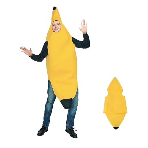 Platano Disfraz de Plátano Adulto 148 x 65 cm Disfraz Despedida Soltero Disfraces Carnaval Adultos Trajes de Carnaval Adult Perfecto para Fiestas Temáticas Halloween Eventos Graciosos y Celebraciones