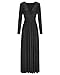 OUGES Womens Long Sleeve Black Dress V-Neck Wrap Waist Fall Formal Maxi Dress Winter Dresses for Women 2025(Black,M)