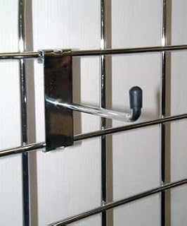 The Shopfitting Shop 25 x 4 Long Single Gridwall Mesh Display Panel Hanging Hooks 100mm Chrome Storage Prongs Pegs Hangers