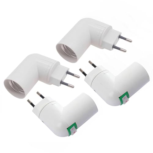 KARELLS E27 Senza Cavo Attacco,Portalampada E27,Porta Lampada e27 Senza Cavo,con Interruttore,Spina EU,Senza Fili,per Lampada da Garage,Lampada da Parete,Lampada da Cucina (Senza Lampadina) 4 pezzi