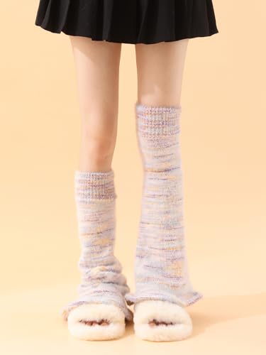 Image of WODECASA Girls Kawaii Leg Warmers Knitted Flared Leg Sleeves Goth Crochet Baggy Cuff Ankle Heap Socks