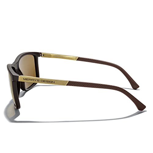MERRY'S Unisex Rectangle Polarized Sunglasses For Fishing Driving Golf Aluminum Temple S86584