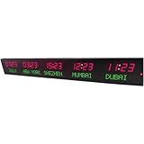 WDSOPK Orologio Mondiale A LED con 3 Livelli di Regolazione della Luminosità, Orologio Digitale con 5 Città E Fusi Orari Multipli per Aziende Multinazionali, Hotel, Uf
