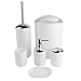 Accessoires de günstig Kaufen-AYNEFY 6-teiliges Bad Accessoires Set Badezimmer Zubehör Kit Badgarnitur mit Seifenspender Seifenschale Zahnbürstenhalter Zahnputzbecher Toilettenbürste Mülleimer(Weiß)
