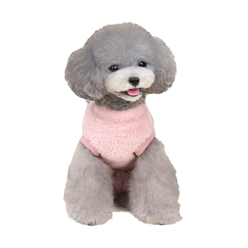 CareCooo Hundepullover für Kleine Hunde, Fleece Warm Hundekleidung mit D-Ring, Weihnachtspullover für Chihuahua und Dackel (Rosa, S)