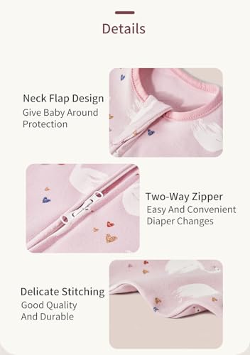 Image of insular Baby Transitional Swaddle with 2-Way Zipper Newborn Sleep Sack Arms Up Infant Sleeping Bag Wearable Blanket, Pink Swan, 0-3 Month
