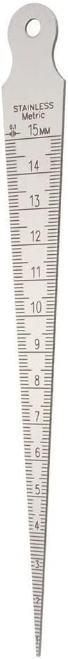 Bore gauge/Taper Gage Stainless Steel Taper Welding Gauge Inch & Metric Feeler Gap Hole Measure Tool (1-15MM)