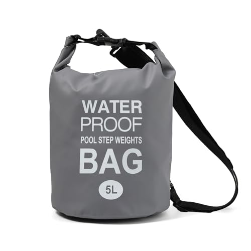 Yeabett wasserdichter Dry Bag, 5L wasserdichte Strandtasche mit verstellbarem Schultergurt, Dry Bag zum Schwimmen, Camping, Kajakfahren, Strand, (Grau)