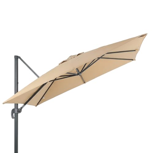 BPS 10'x10' Cantilever Umbrella Replacement Canopy for 8 Ribs Square Offset Umbrella, Outdoor Canopy Replacement for Patio Parasol, Coastal Khaki Canopy Only
