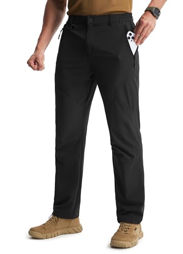 Libin Men's Hiking Pants Lightweight Quick Dry Cargo Pants 30' Casual Safari Travel Trousers with Pockets Black 32W X 30L