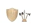 Kikkerland Medieval Wooden Charcuterie Cutlery Cheese Board Knight's Shield Party Serving Tray Set
