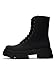 Women's Chunky Heel Combat Boots Platform Ankle Booties, Lace Up Fall Winter Streetwear Fashion Boots, Comfortable Block Heel (Chrisley) - Black Size 7