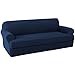 H.VERSAILTEX Stretch Sofa Slipcovers Sofa Covers 2 Pieces Furniture Protector, Polyester Spandex Jacquard Fabric Small Checks for 4 Seater Sofa(Sofa X-Large, Navy)