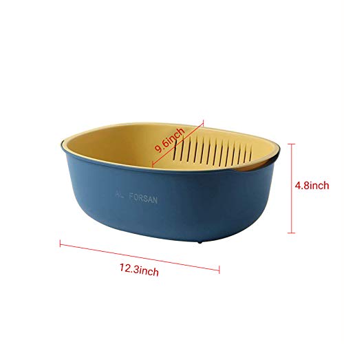 Al Forsan (5 Quart) Kitchen Colander With Bowl,Colander 5 Quart Plastic,Fruit Washing Basket,Colanders & Food Strainer Plastic .Diameter:(12.4X 9.8X 4.8) Inch. #TOP2