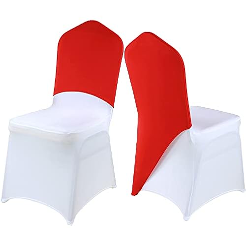 Red Chair Cap Covers Sashes Bands/Hood/Hat Elegant for Wedding Party Event Decor Red(10 pcs)