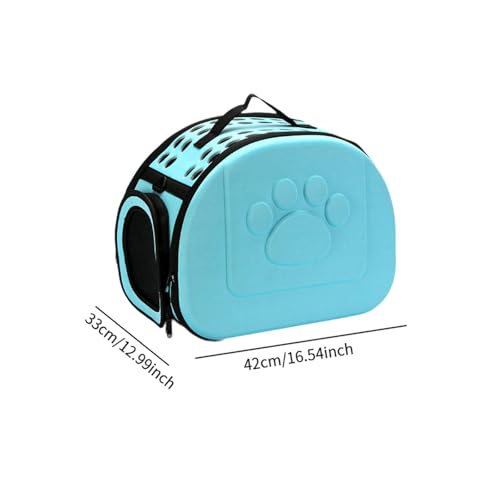 Wyhqgn キャットキャリーケース 折りたたみ式 ペット用バッグ アウトドア ハイキング 中型猫 犬用, 青