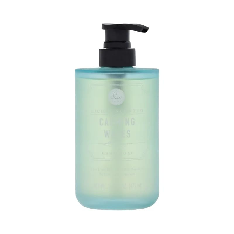 DW Home Calming Waves Liquid Luxury Hand Soap - Sea Splash & Citrus Scented Gentle Cleansing Wash - Refillable Glass Pump Bottle - No Added Gluten Parabens or Sulfates (16 oz)