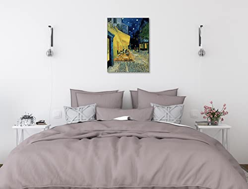 Van Gogh Paintings Canvas Wall Art, Framed Pictures For Bedroom Wall Decor, Canvas Prints For Bathroom, Living Room, Kids Room, And Kitchen Cafe Terrace At Night 12"X16" #TOP2