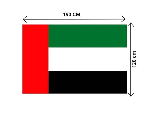 علم دولة الامارات العربية المتحدة كبير (120 سم × 190 سم) من قماش الساتان للمنزل والمكتب واليوم الوطني والمناسبات الوطنية (عبوة من قطعة واحدة، تأتي في شنطة بسحاب قابلة لاعادة الاستخدام للتخزين واعادة الاستخدام) من الفخامة